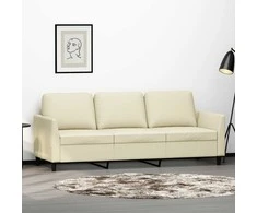 Trivietė sofa, kreminės spalvos, 180cm, dirbtinė oda