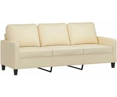 Trivietė sofa, kreminės spalvos, 180cm, audinys