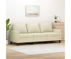 Trivietė sofa, kreminės spalvos, 180cm, dirbtinė oda