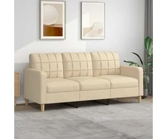 Trivietė sofa, kreminės spalvos, 180cm, audinys