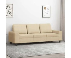 Trivietė sofa, kreminės spalvos, 180cm, audinys
