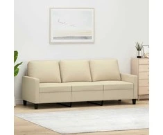 Trivietė sofa, kreminės spalvos, 180cm, audinys