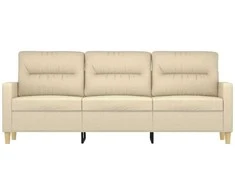Trivietė sofa, kreminės spalvos, 180cm, audinys