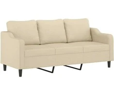 Trivietė sofa, kreminės spalvos, 180cm, audinys