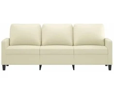 Trivietė sofa, kreminės spalvos, 180cm, dirbtinė oda