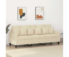 Trivietė sofa, kreminės spalvos, 180cm, audinys