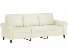 Trivietė sofa, kreminės spalvos, 180cm, aksomas