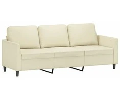 Trivietė sofa, kreminės spalvos, 180cm, dirbtinė oda