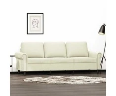Trivietė sofa, kreminės spalvos, 180cm, aksomas