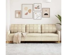 Trivietė sofa, kreminės spalvos, 210cm, audinys