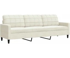 Trivietė sofa, kreminės spalvos, 210cm, aksomas