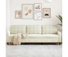 Trivietė sofa, kreminės spalvos, 210cm, aksomas