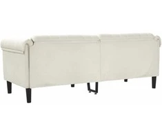 Trivietė sofa, kreminės spalvos, aksomas