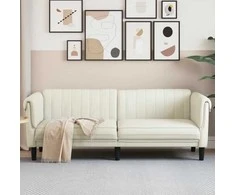 Trivietė sofa, kreminės spalvos, aksomas