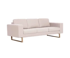 Trivietė sofa, kreminės spalvos, audinys