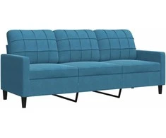 Trivietė sofa, mėlynos spalvos, 180cm, aksomas