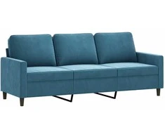 Trivietė sofa, mėlynos spalvos, 180cm, aksomas