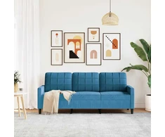 Trivietė sofa, mėlynos spalvos, 180cm, aksomas