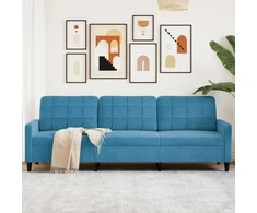 Trivietė sofa, mėlynos spalvos, 210cm, aksomas