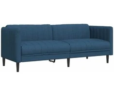 Trivietė sofa, mėlynos spalvos, audinys