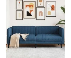 Trivietė sofa, mėlynos spalvos, audinys