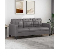 Trivietė sofa, pilkos spalvos, 180cm, dirbtinė oda