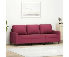 Trivietė sofa, raudonojo vyno spalvos, 180cm, aksomas