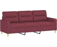Trivietė sofa, raudonojo vyno spalvos, 180cm, audinys