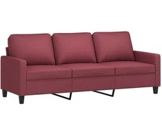 Trivietė sofa, raudonojo vyno spalvos, 180cm, audinys