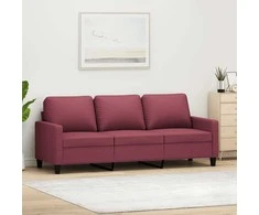 Trivietė sofa, raudonojo vyno spalvos, 180cm, audinys
