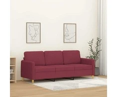 Trivietė sofa, raudonojo vyno spalvos, 180cm, audinys