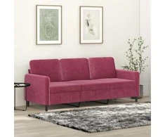 Trivietė sofa, raudonojo vyno spalvos, 180cm, aksomas