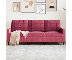 Trivietė sofa, raudonojo vyno spalvos, 180cm, aksomas