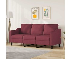 Trivietė sofa, raudonojo vyno spalvos, 180cm, audinys
