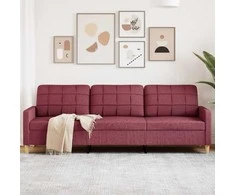 Trivietė sofa, raudonojo vyno spalvos, 180cm, audinys