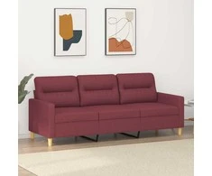 Trivietė sofa, raudonojo vyno spalvos, 180cm, audinys