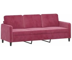 Trivietė sofa, raudonojo vyno spalvos, 180cm, aksomas
