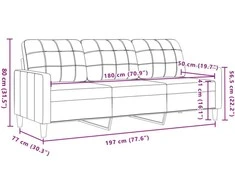 Trivietė sofa, raudonojo vyno spalvos, 180cm, aksomas