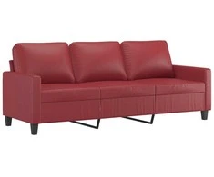 Trivietė sofa, raudonojo vyno spalvos, 180cm, dirbtinė oda