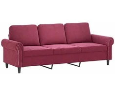 Trivietė sofa, raudonojo vyno spalvos, 180cm, aksomas