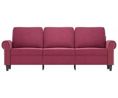 Trivietė sofa, raudonojo vyno spalvos, 180cm, aksomas