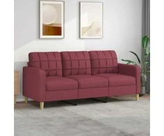 Trivietė sofa, raudonojo vyno spalvos, 180cm, audinys
