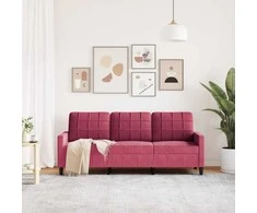 Trivietė sofa, raudonojo vyno spalvos, 180cm, aksomas