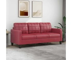 Trivietė sofa, raudonojo vyno spalvos, 180cm, dirbtinė oda