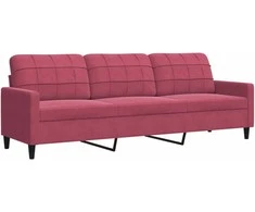 Trivietė sofa, raudonojo vyno spalvos, 210cm, aksomas