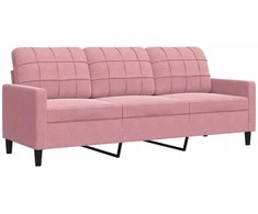 Trivietė sofa, rožinės spalvos, 180cm, aksomas