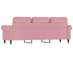 Trivietė sofa, rožinės spalvos, 180cm, aksomas