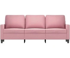 Trivietė sofa, rožinės spalvos, 180cm, aksomas
