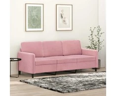 Trivietė sofa, rožinės spalvos, 180cm, aksomas