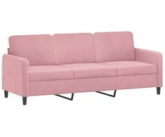 Trivietė sofa, rožinės spalvos, 180cm, aksomas